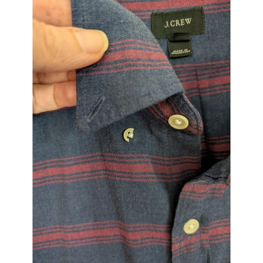 J.Crew Button Down Plaid Slim Fit Dress Shirt L Navy Blue Flannel Office Work
